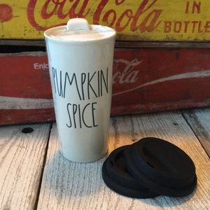 Rae Dunn PUMPKIN SPICE Tumbler wit 2 Bonus Lids